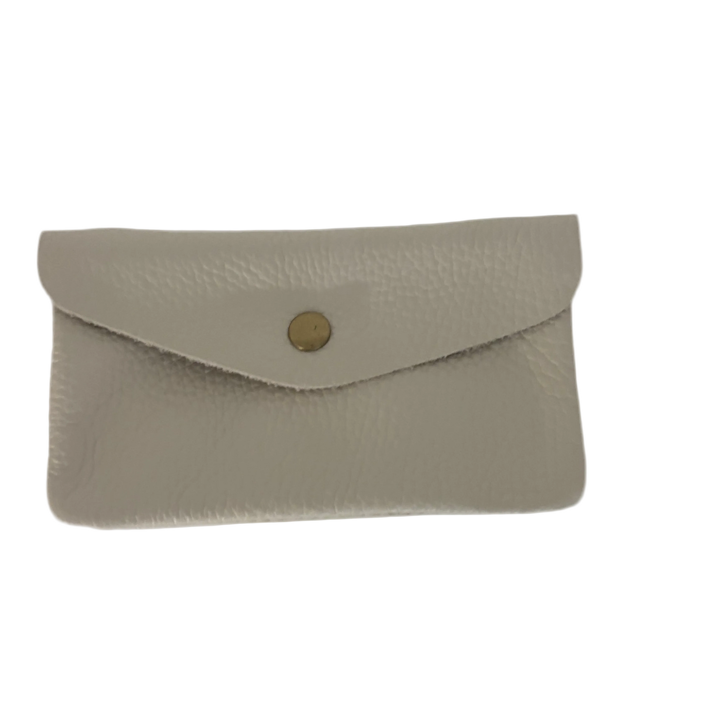 Lederen portemonnee : beige met gouden drukknop
