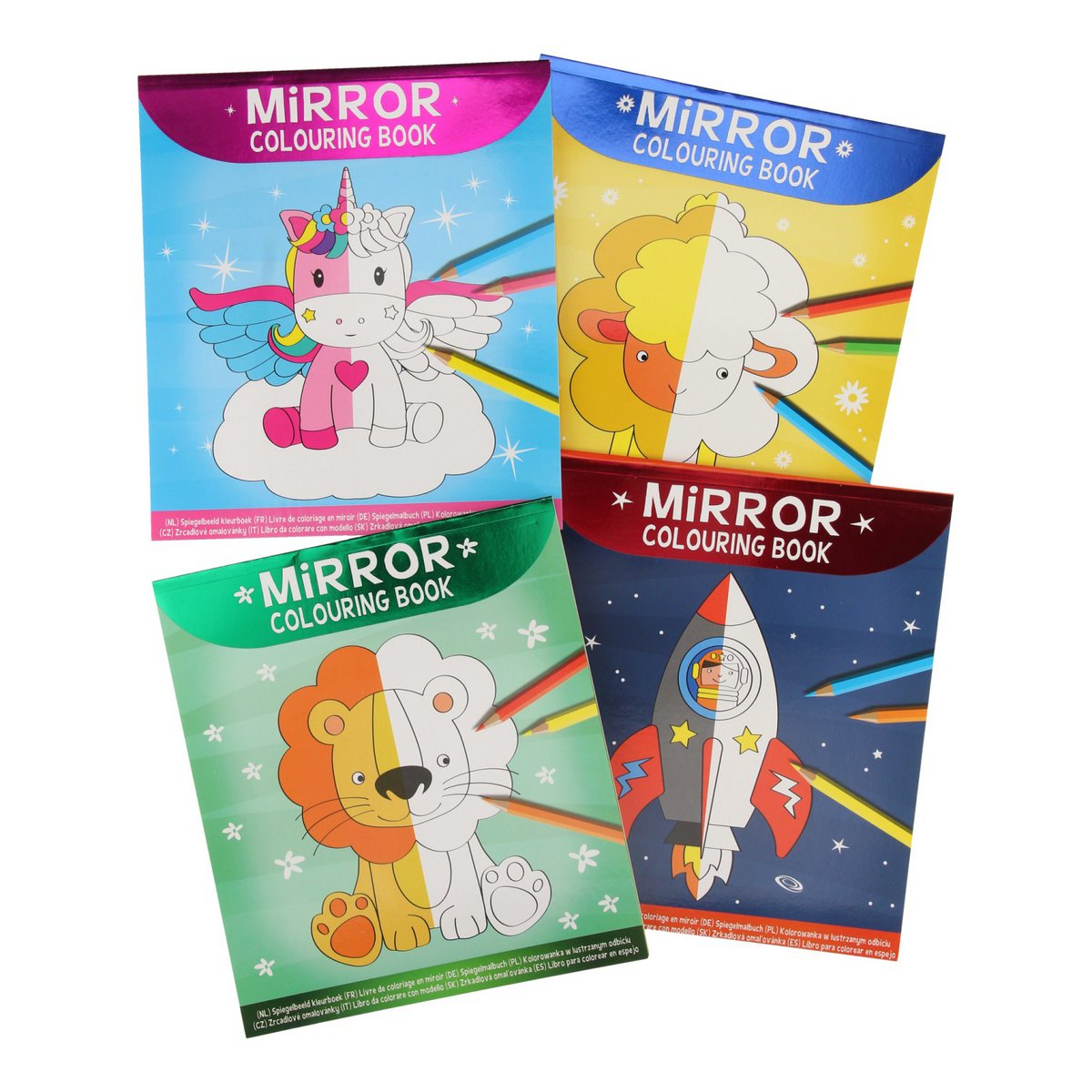 Mirror colouring book - unicorns