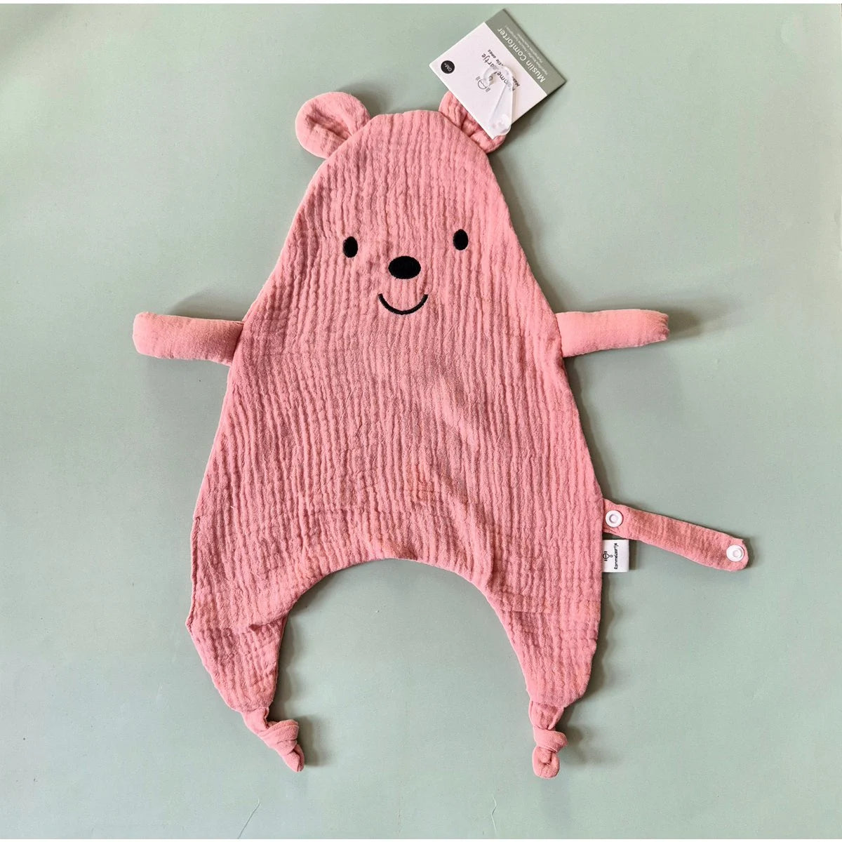 Rammelaartje : hydrofiele knuffeldoek - roze beer