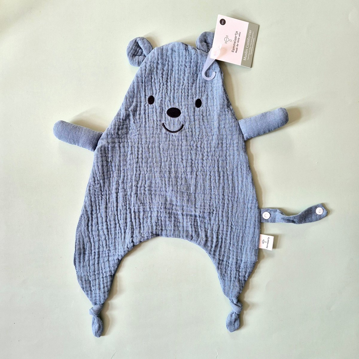 Rammelaartje : hydrofiele knuffeldoek : blauwe beer