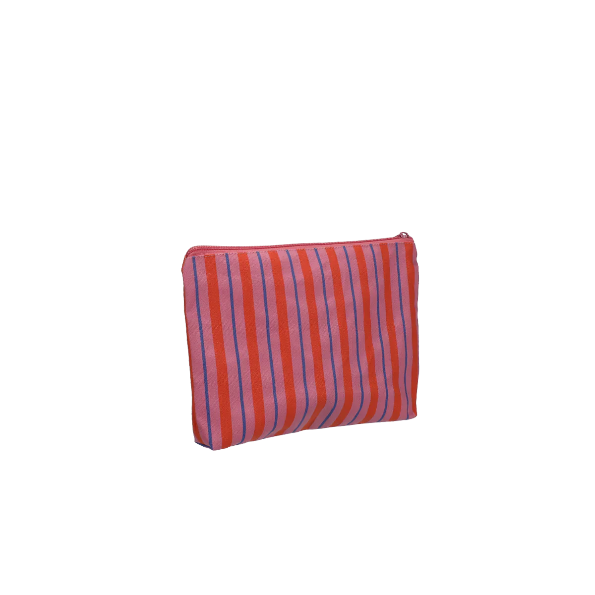 Kadodesign : toiletzakje - Balanced stripes rose + blood orange + cornflower