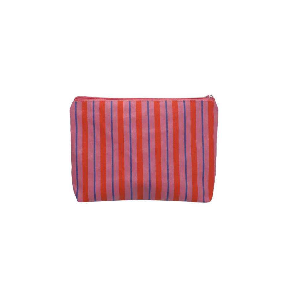 Kadodesign : toiletzakje - Balanced stripes rose + blood orange + cornflower