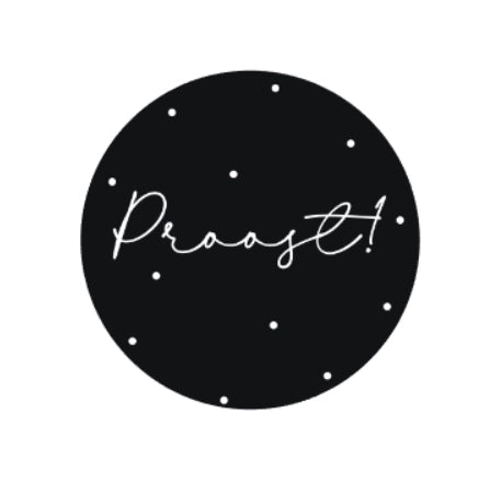 Onderzetter : proost - zwart met witte stip