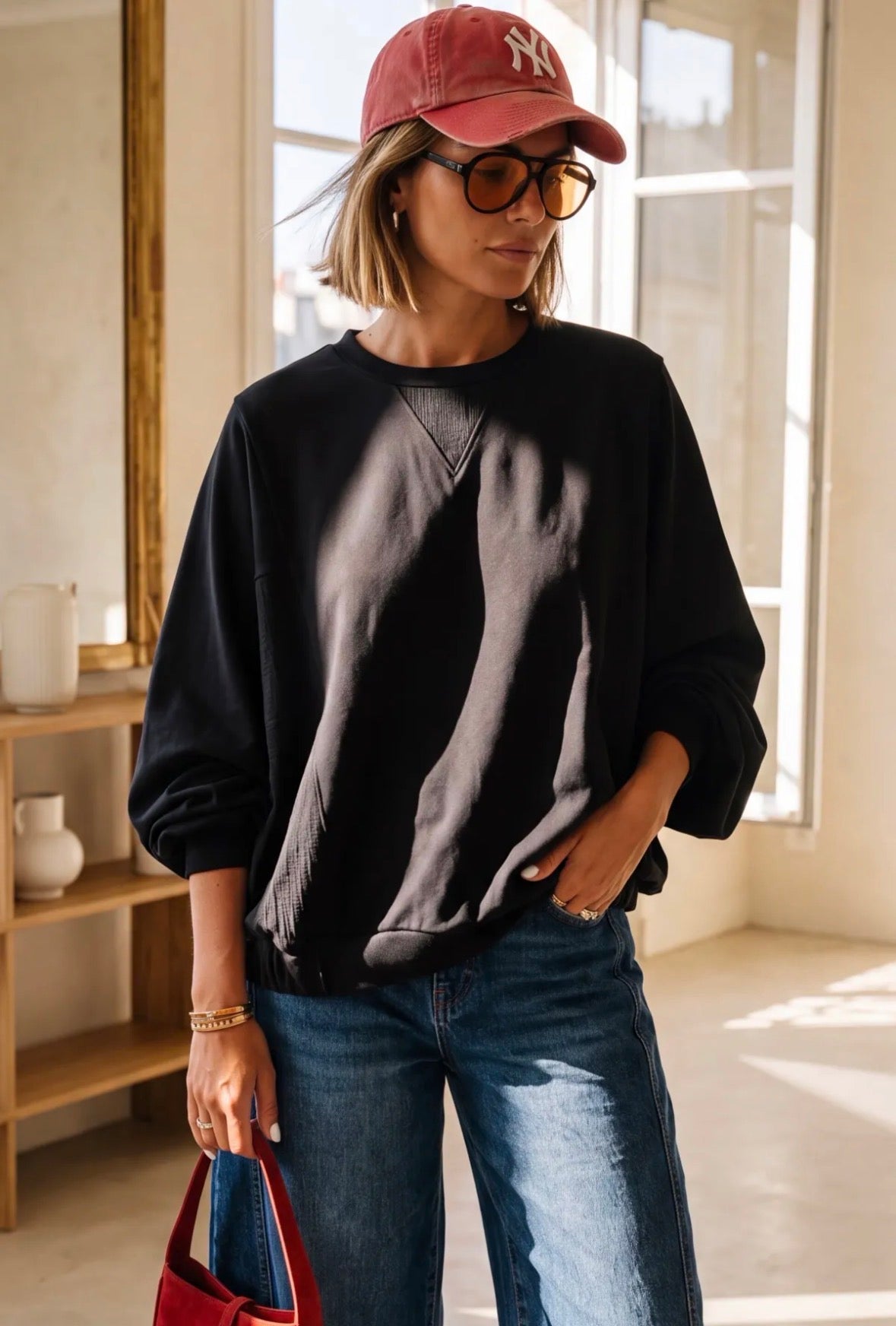 April vintage : sweater - camel/zwart