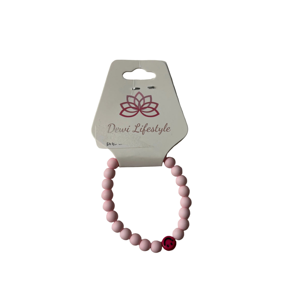 Dewi lifestyle : licht roze armband kids - roze smiley