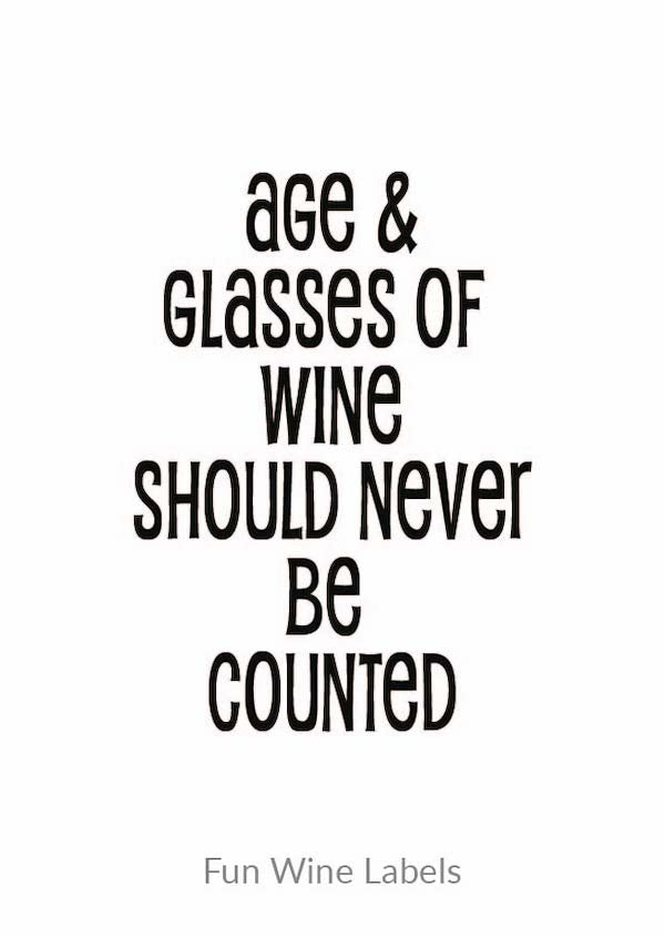 Fun wine labels : wijnetiket - age & glasses of wine