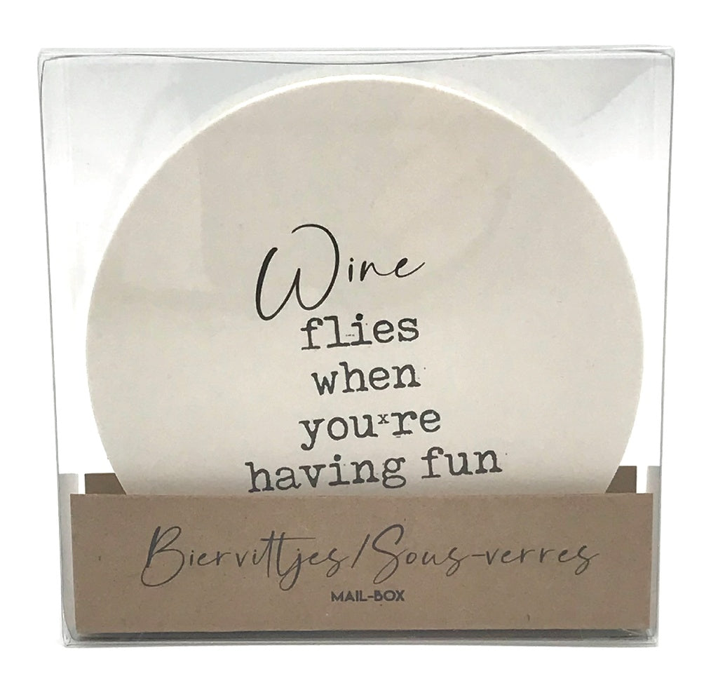 mailboxcards : bierviltjes - wine flies when you're having fun