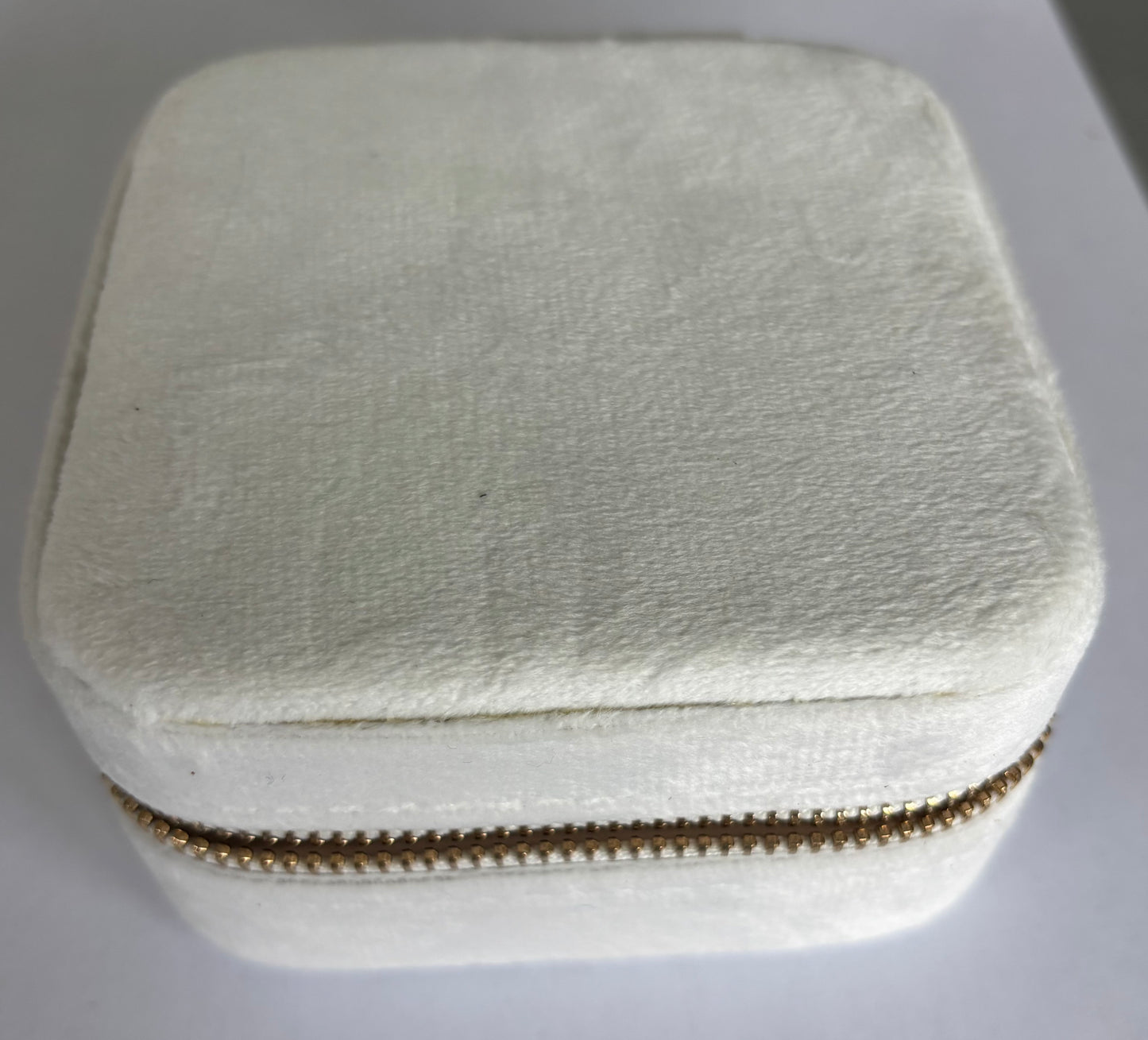 Juwelendoosje : velours met spiegeltje - off white