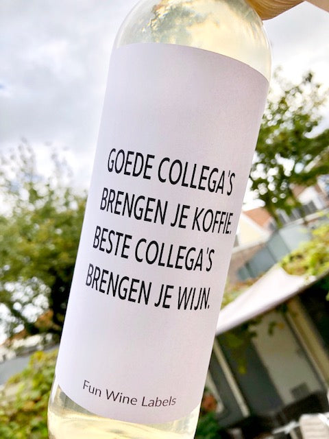 Fun wine labels : wijnetiket - goede collega's