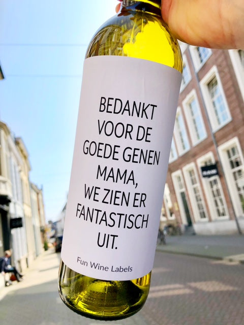 Fun wine labels : wijnetiket - bedankt voor de goede genen
