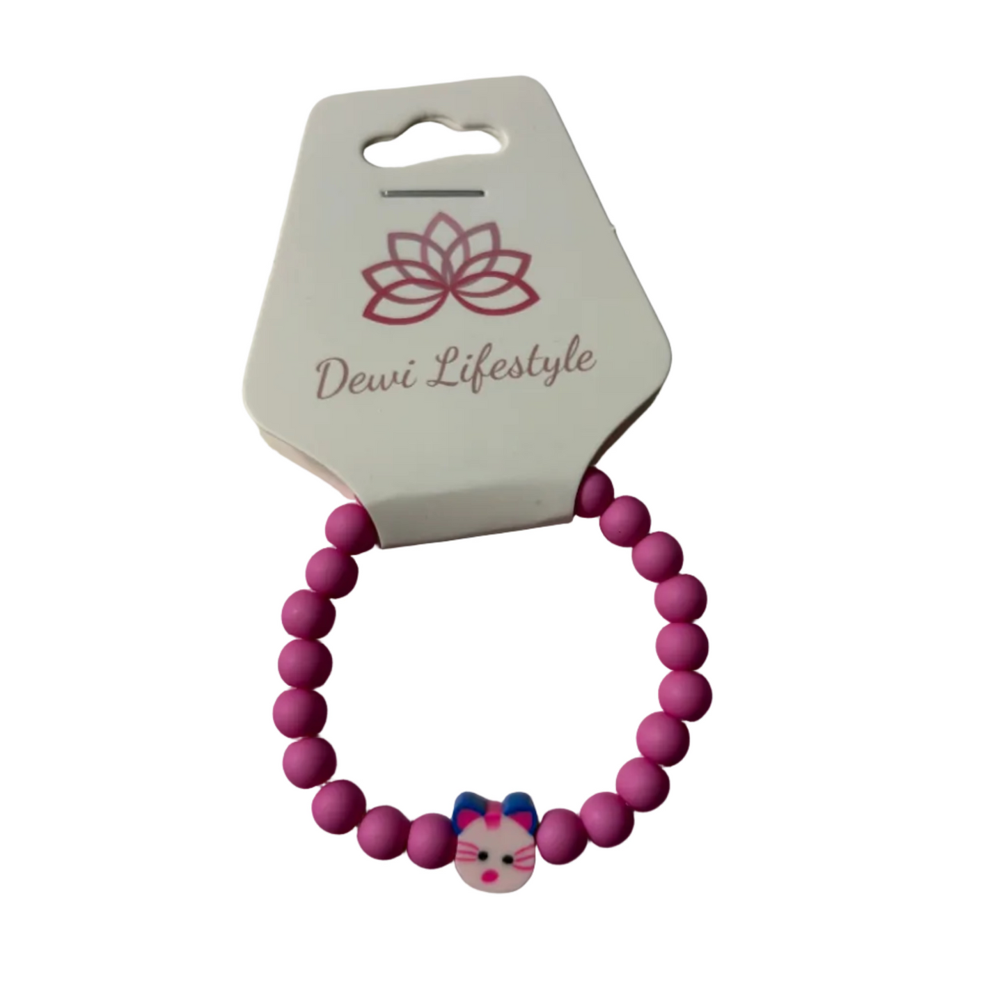Dewi lifestyle : roze armband kids - poes