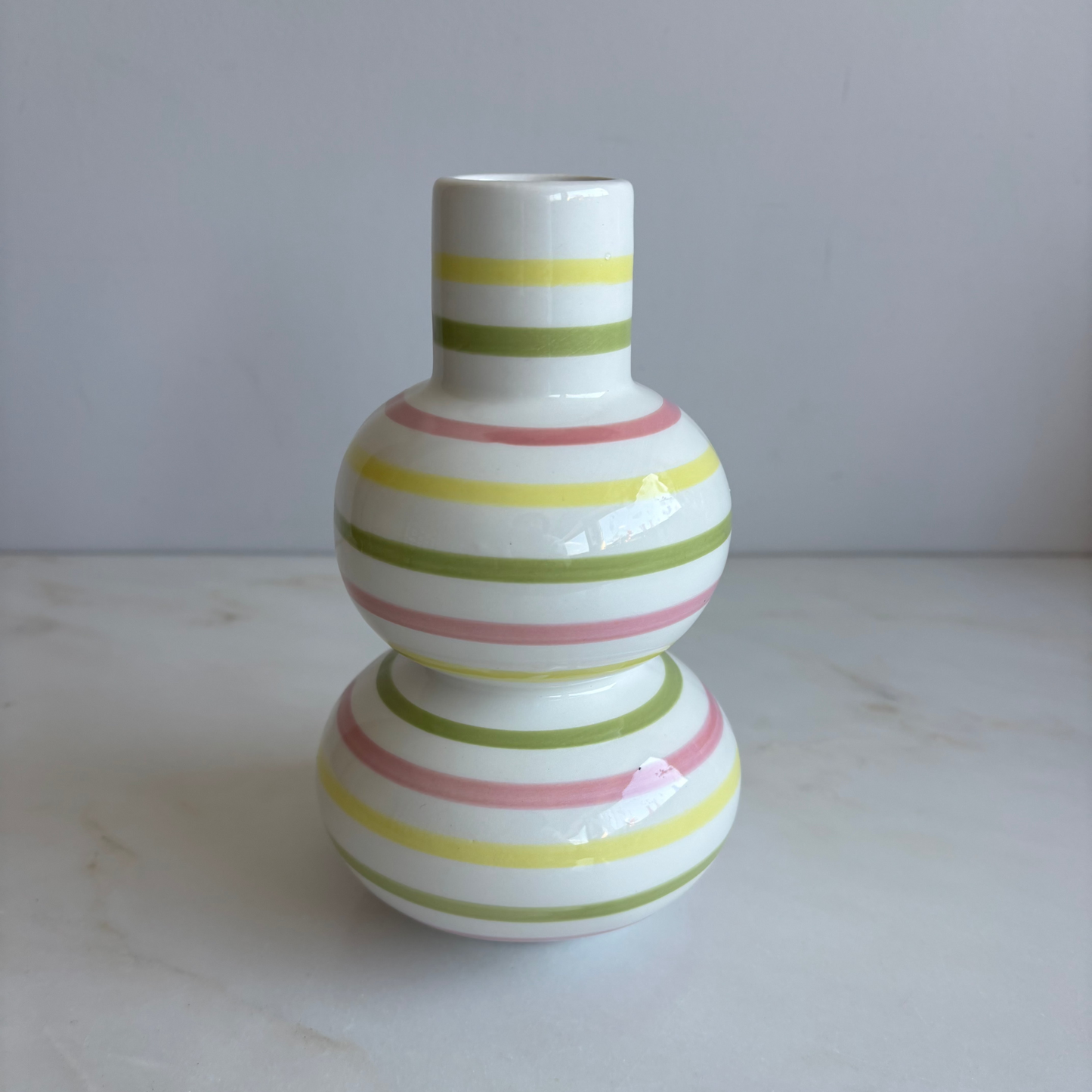 HBX : strepen vaas : roze/geel/groen