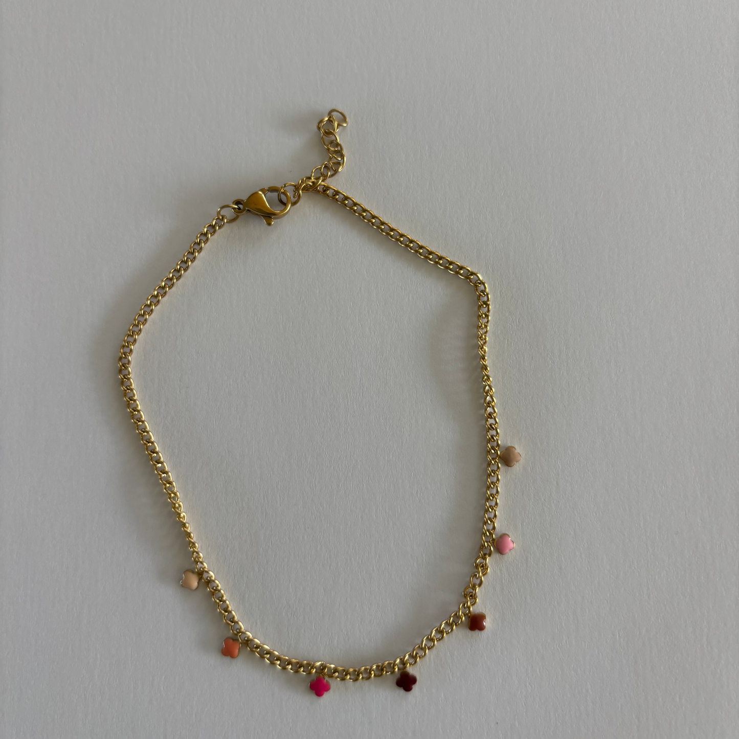 Enkelbandje - gekleurde mini bloempjes