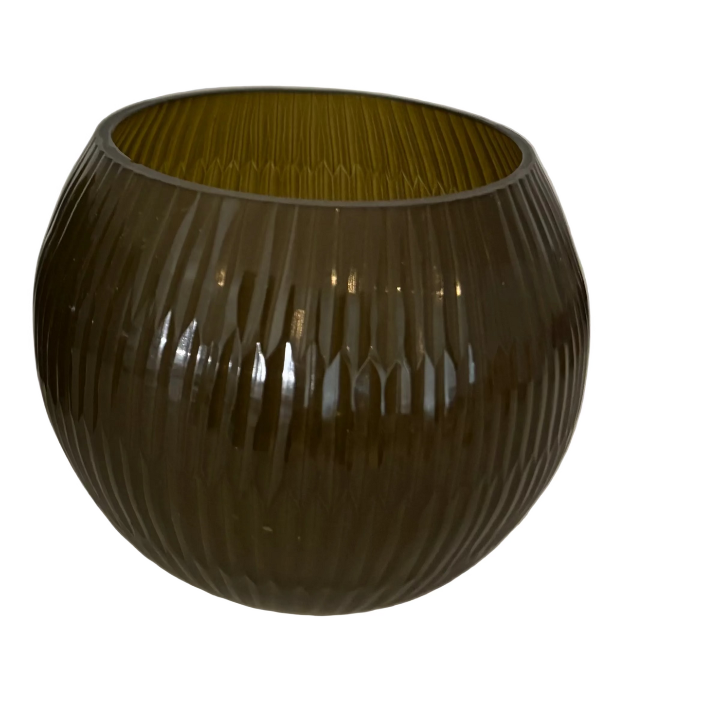 Present time : theelichthouders bolletje - olijf groen