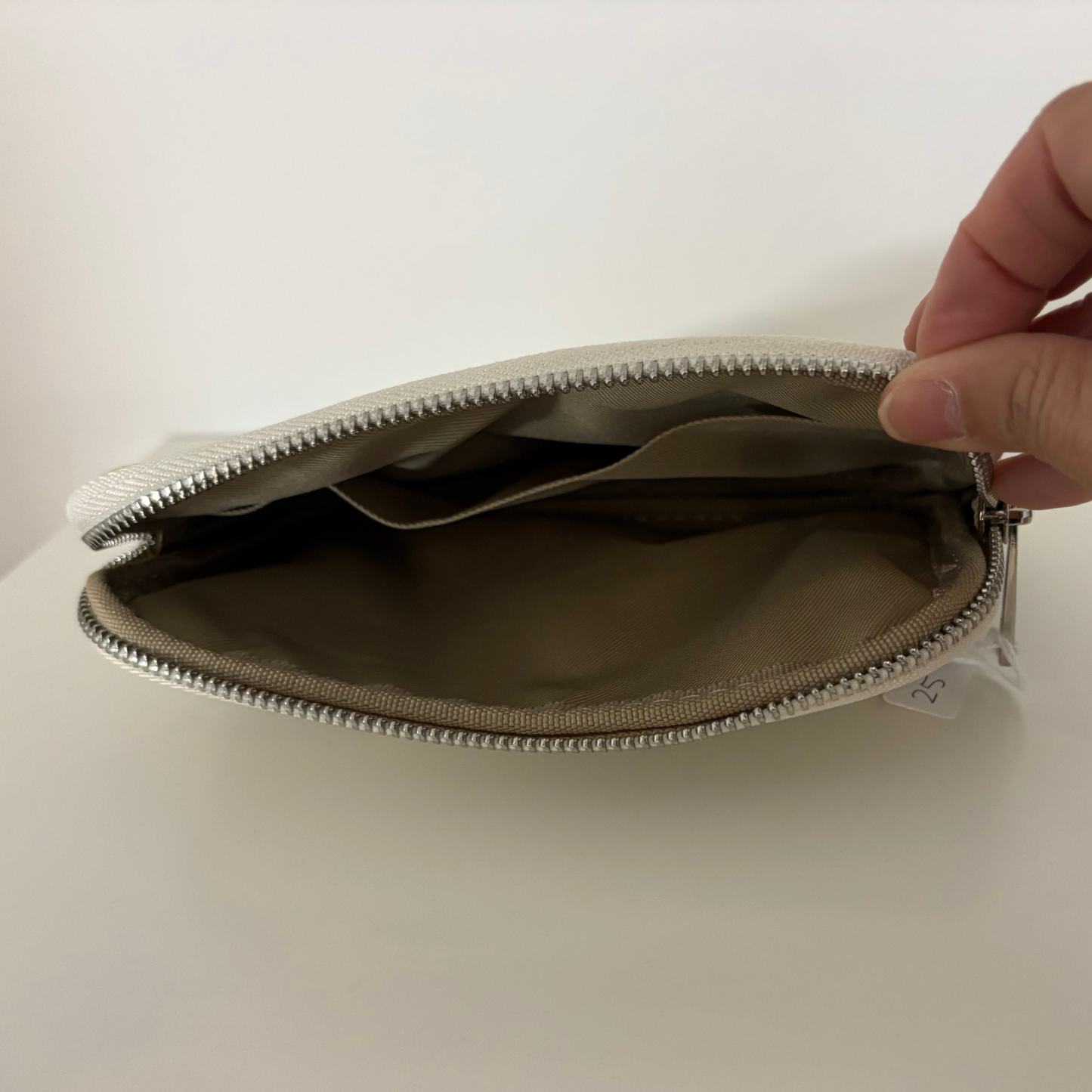 Lederen make-up tasje - créme