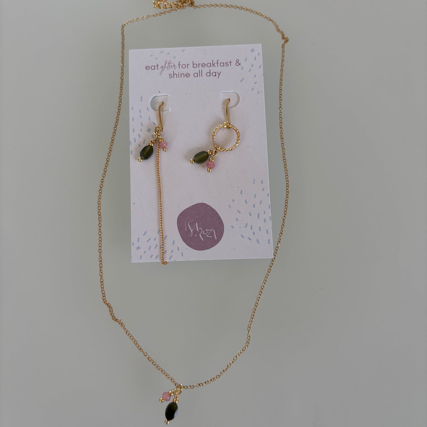 Isa & roza : halsketting - roze/groen