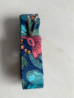 Riem handtas : smalle riem - blauw bloemenprint