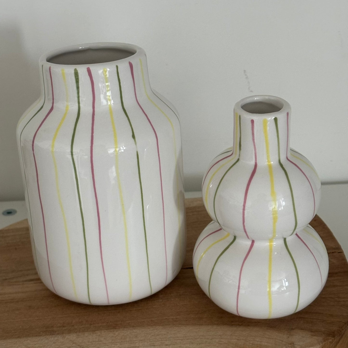 HBX : strepen vaas - wit/groen/roze/geel