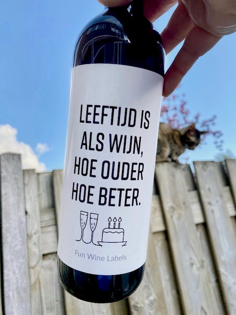 Fun wine labels : wijnetiket - leeftijd is als wijn