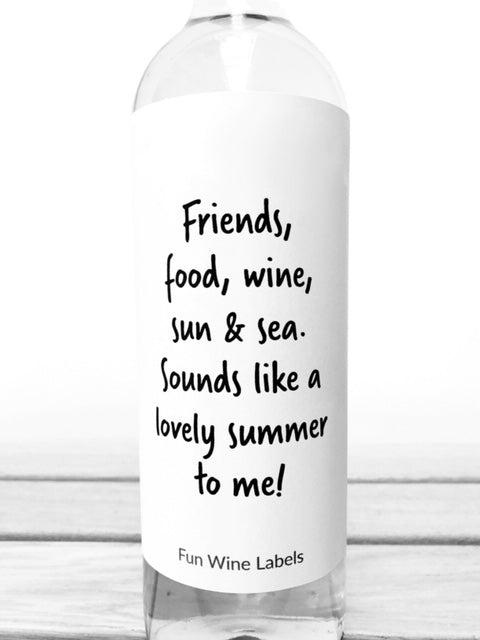 Fun wine labels : friends, food, sea, ...