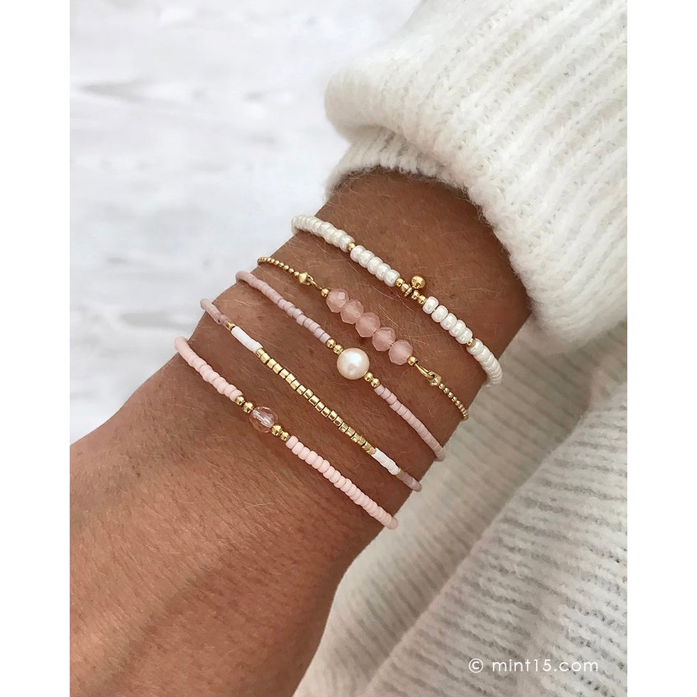 Mint15 : armbanden set - vintage pink & pearl