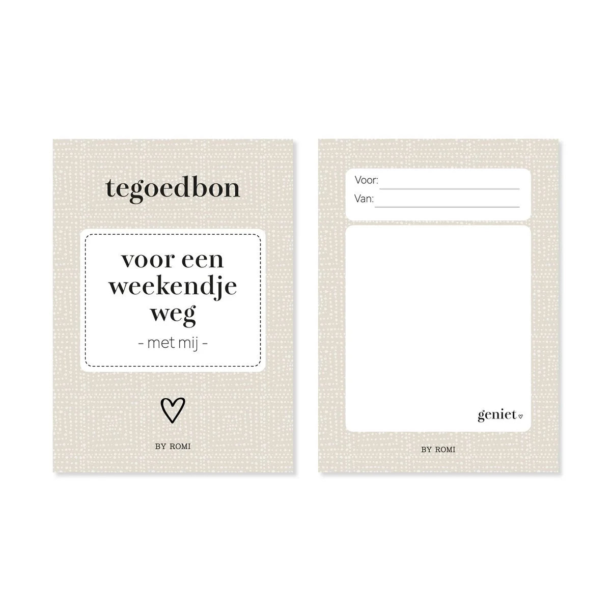 By romi : tegoedbon - voor een weekendje weg