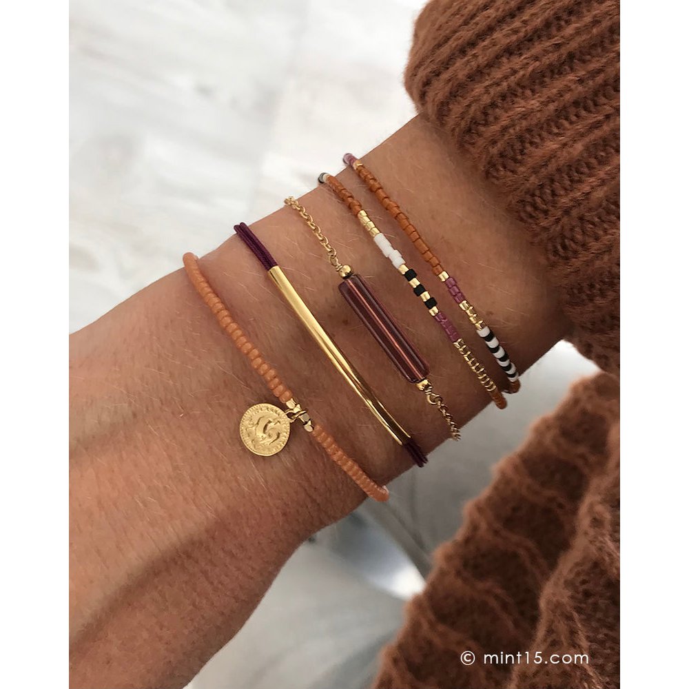 Mint15 : armbandenset - Karamel & aubergine
