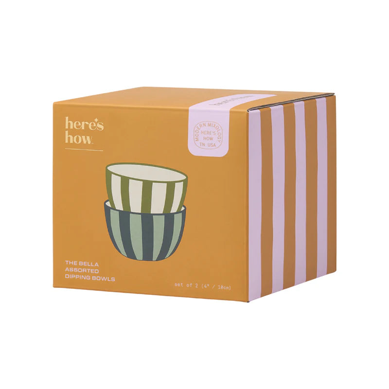 Here's how : the bella dipping bowls - green & blue stripe