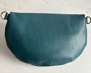 lederen heuptas L - petrol blauw