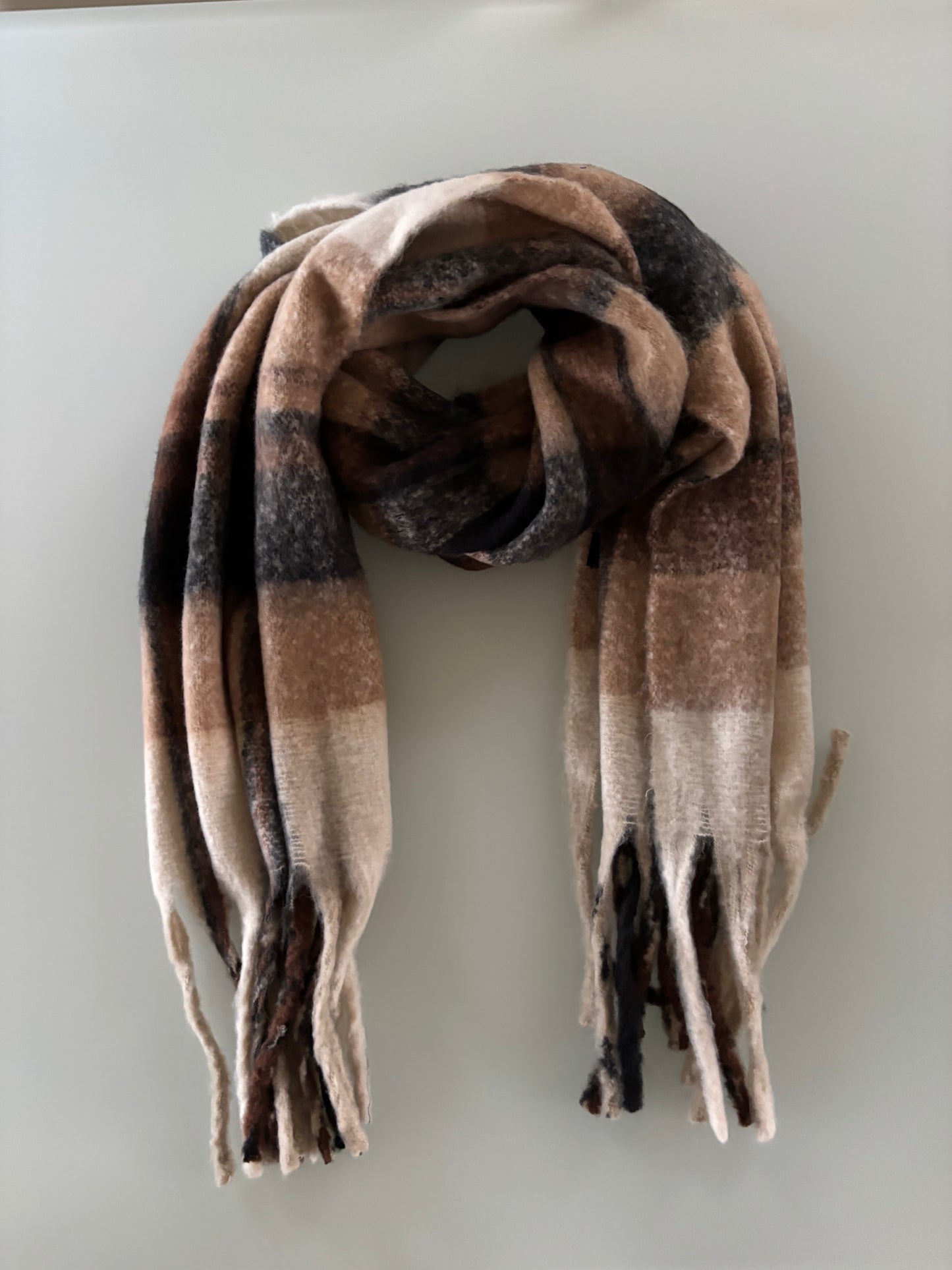 Sjaal : beige met geruite details