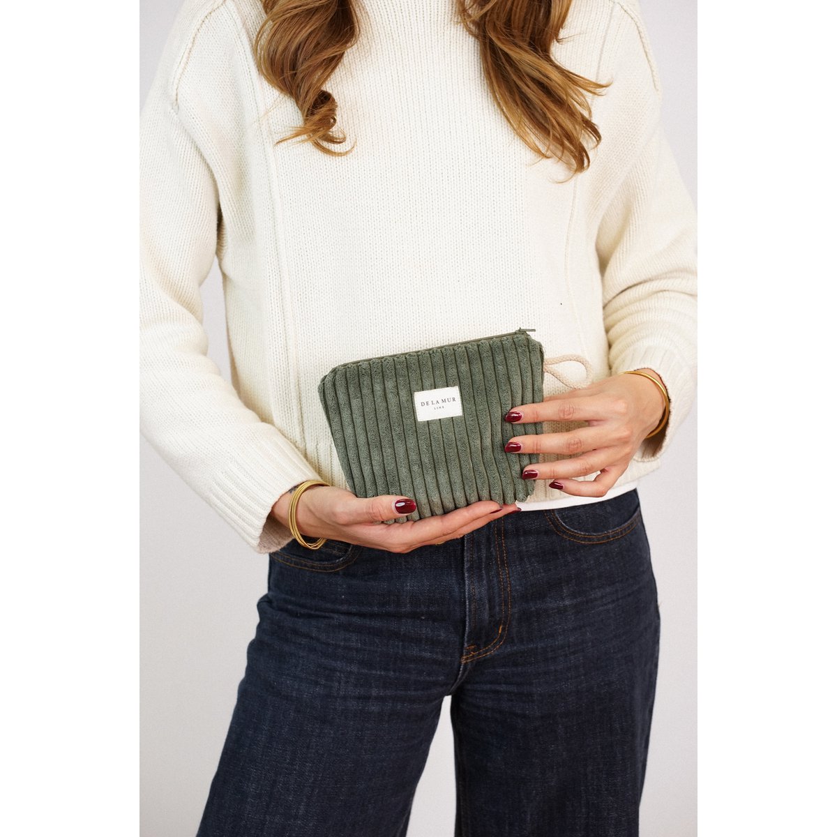 De la mur line : beauty bag klein - mugso - olijfgroen