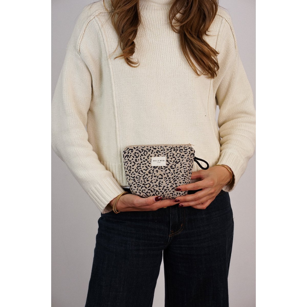 De la mur line : beauty bag klein - koto - luipaardprint met zwarte accenten