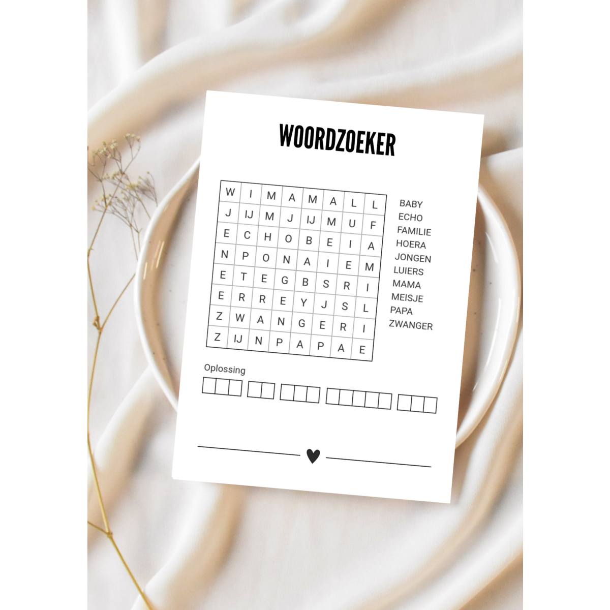 Wenskaart : woordzoeker - wil je mijn peter zijn?