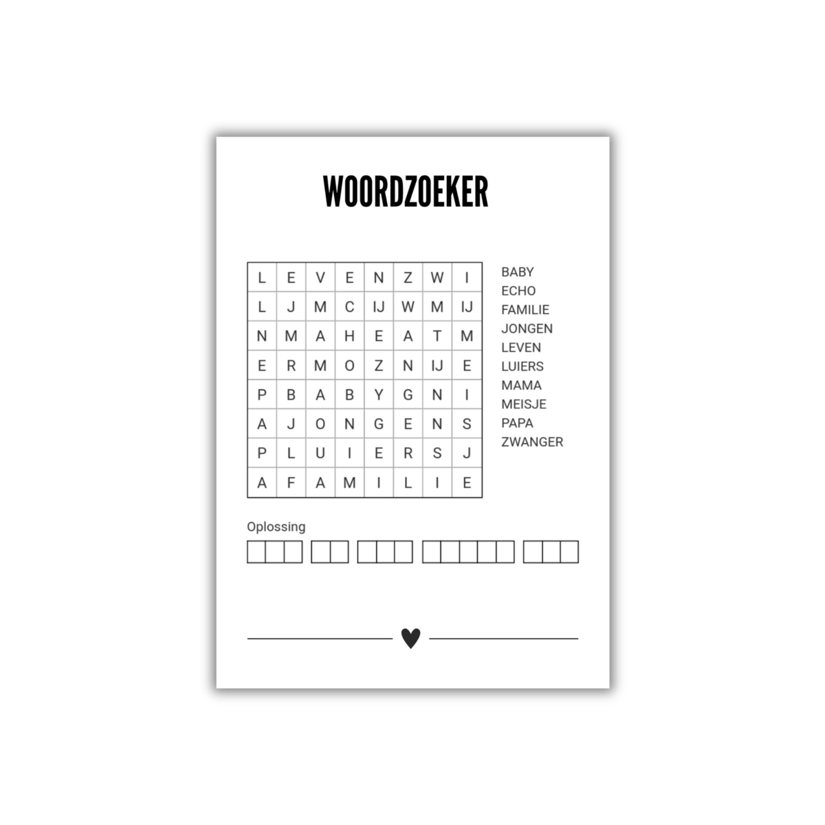 Wenskaart : woordzoeker - wil je mijn peter zijn?