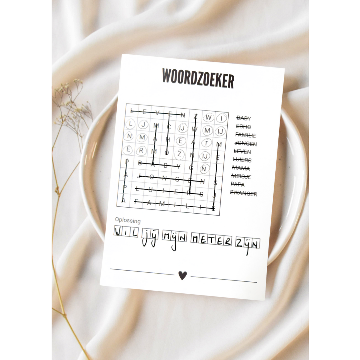 Wenskaart : woordzoeker - wil je mijn meter zijn?