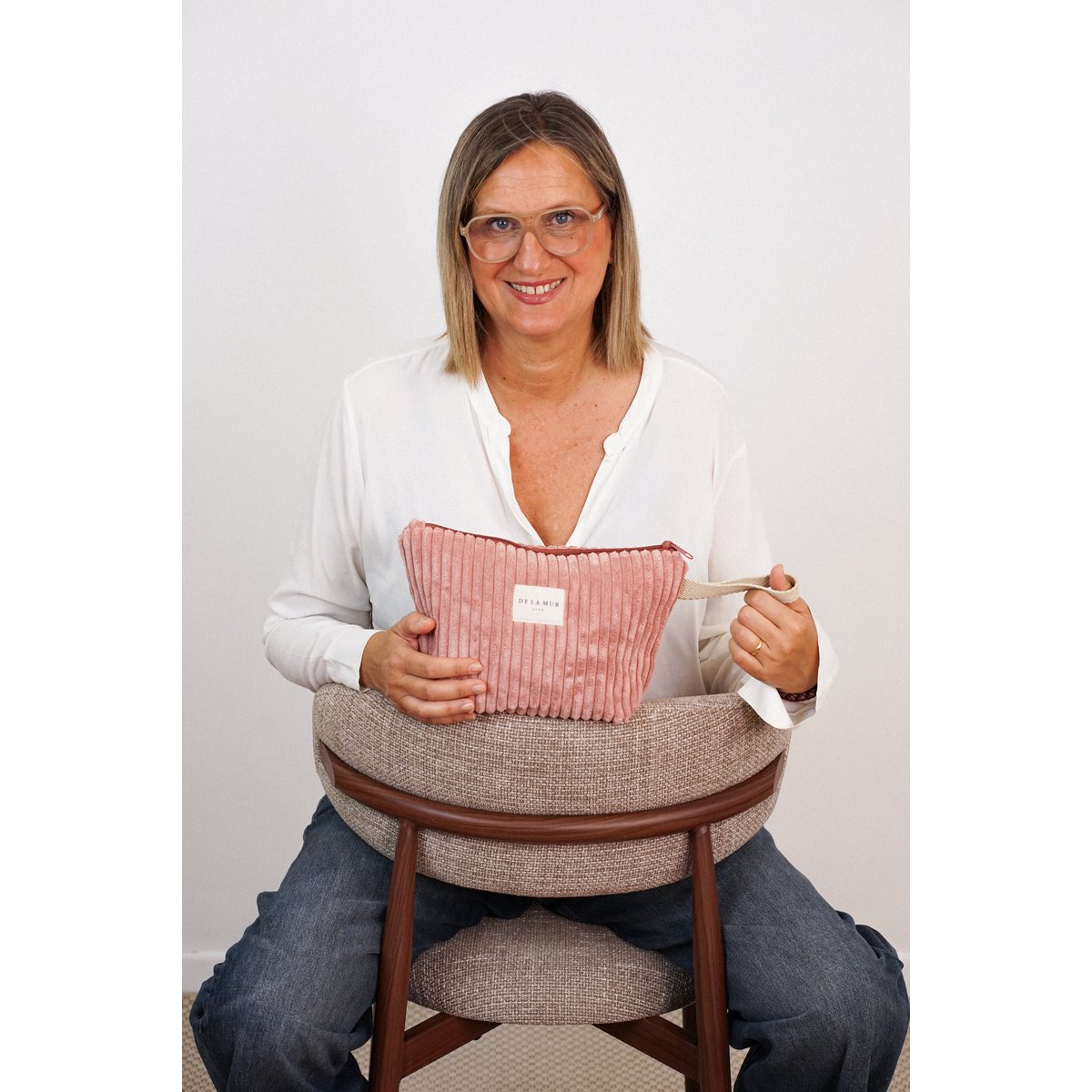 De la mur line : beauty bag groot - crepe - oudroze