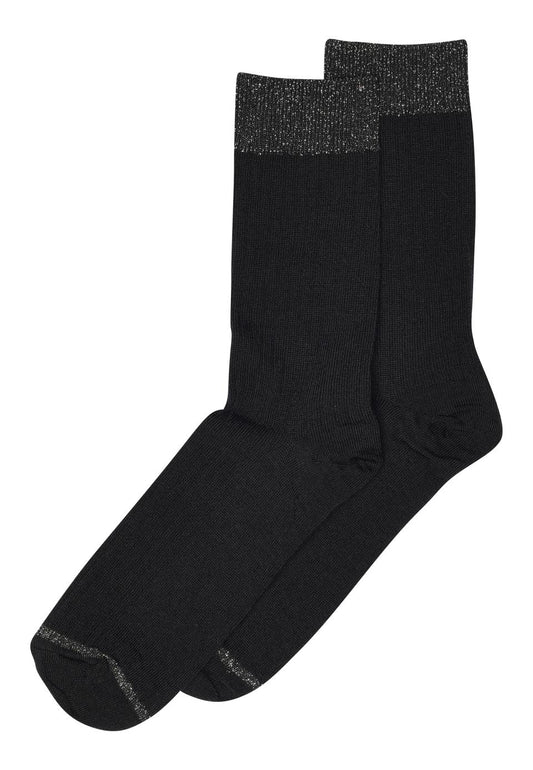 Mp Denmark : erina wool rib sock - zwart