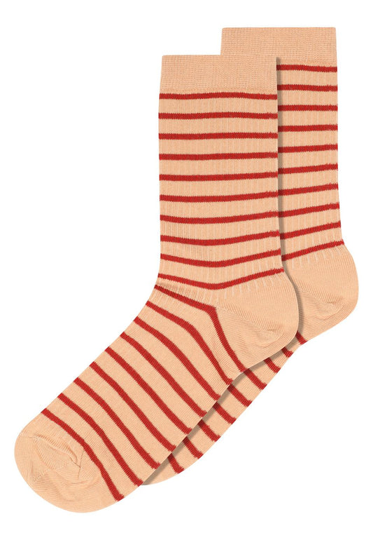 Mp Denmark : lydia sock - beige gestreept