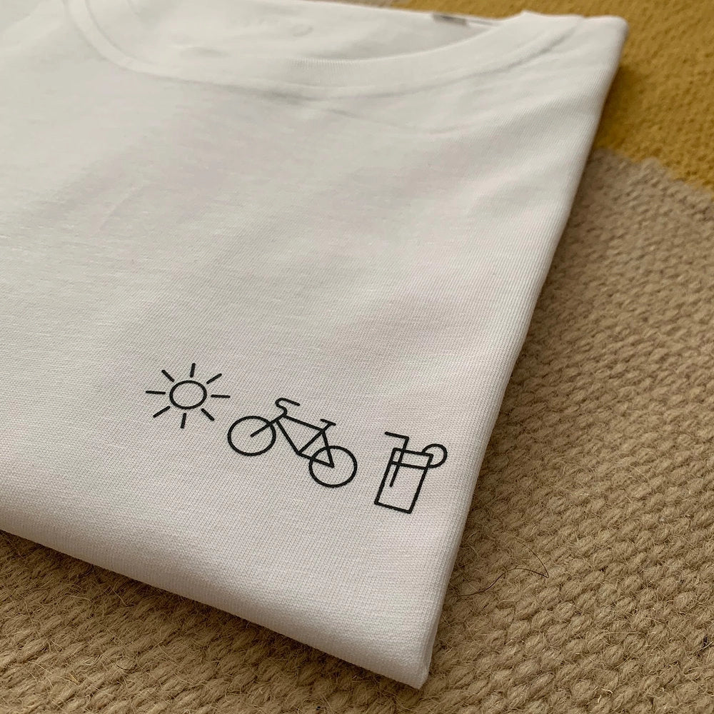 Charles : unisex t-shirt - zon, fiets, limonade
