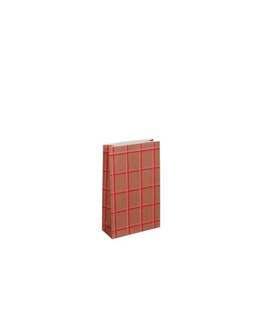 Kado design : blokbodemzak - tartan check - liver rose poppy red
