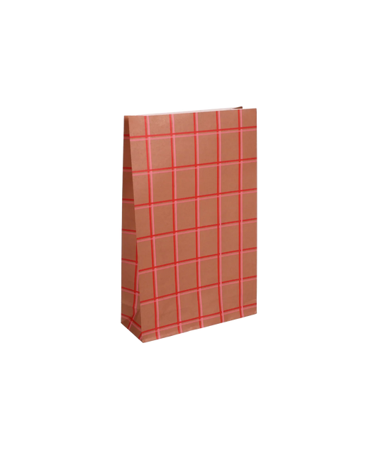 Kado design : blokbodemzak - tartan - liver rose poppy red