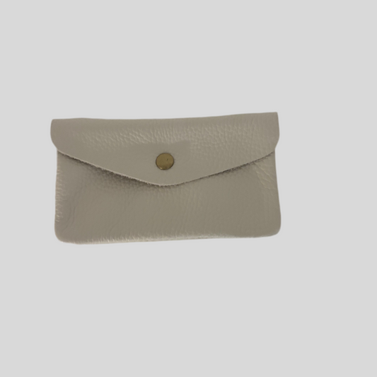 Lederen portemonnee : beige met gouden drukknop