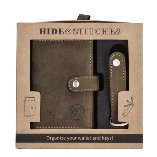 Hide & stiches : safety wallet - olijf groen