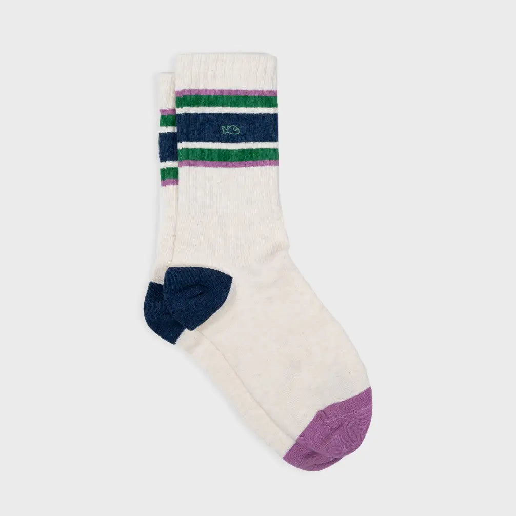 Billybelt : retro sokken : beige/marineblauw/groen/paars