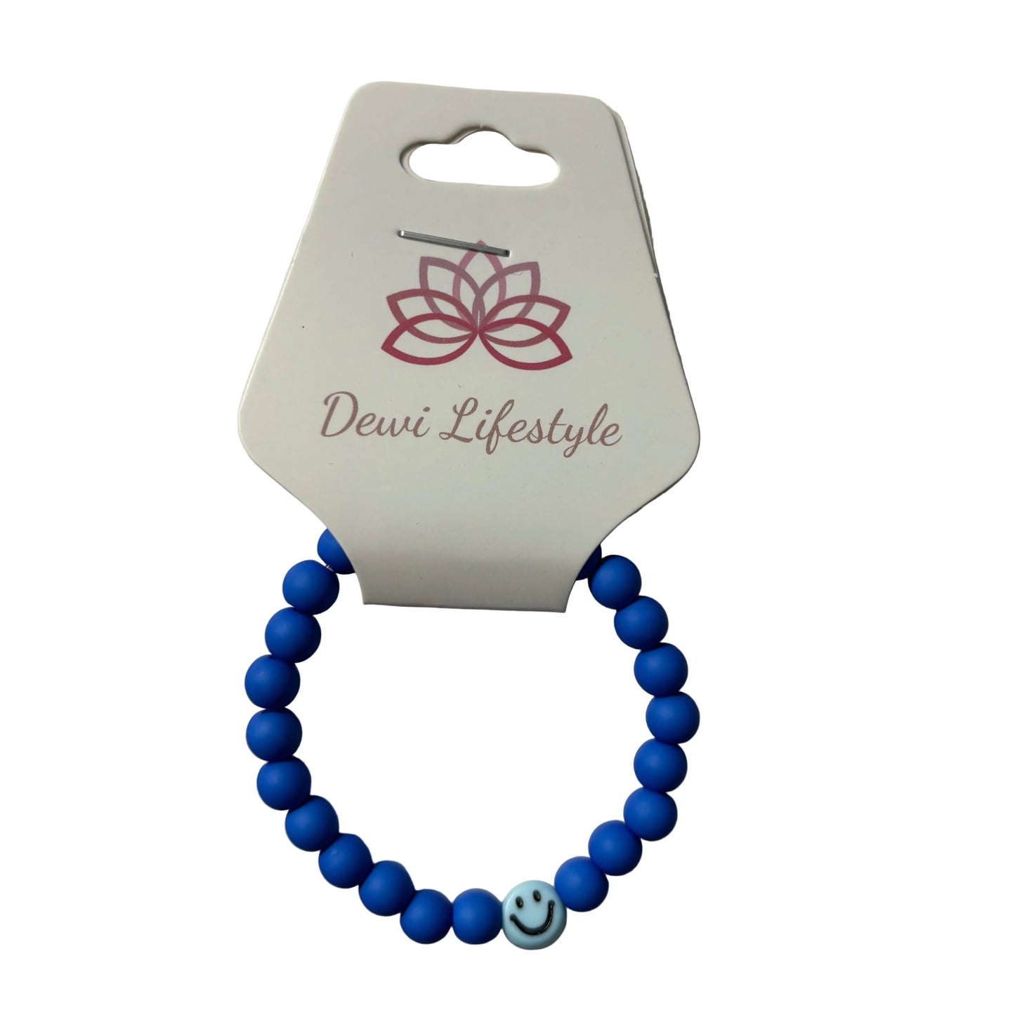 Dewi lifestyle : blauwe armband kids - lichtblauwe smiley