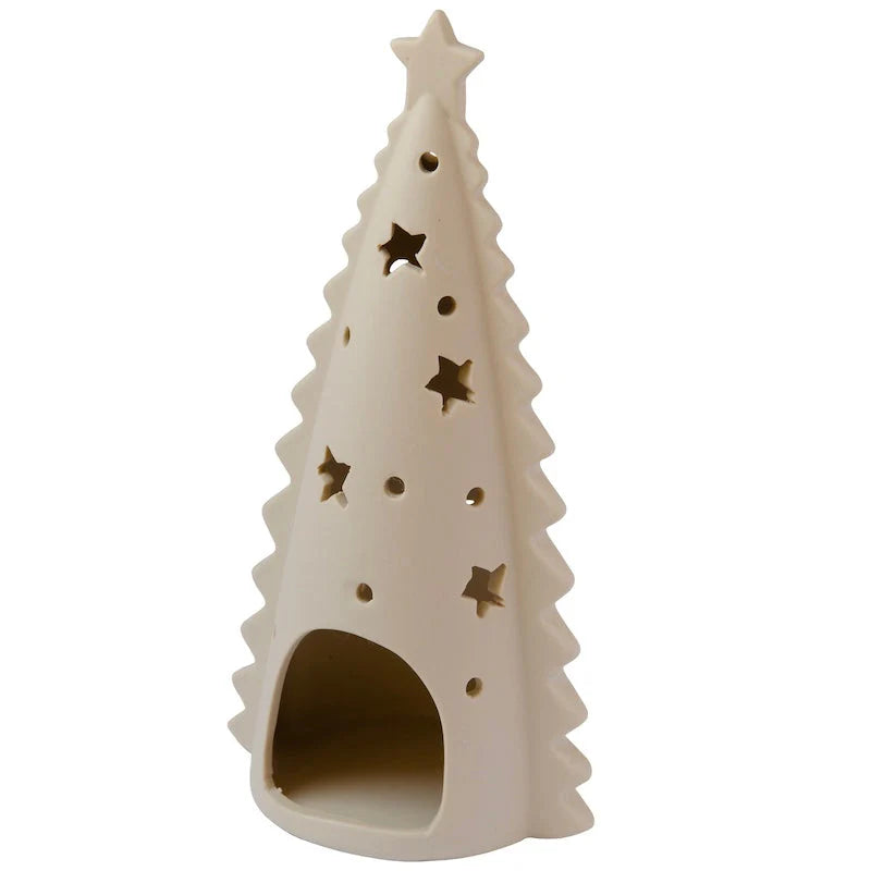 Theelichthouder : kerstboom - crème