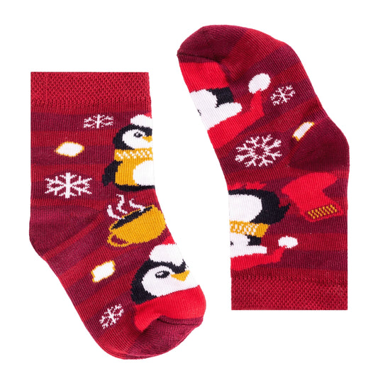Faves : kerstsokken pinguin - bordeaux