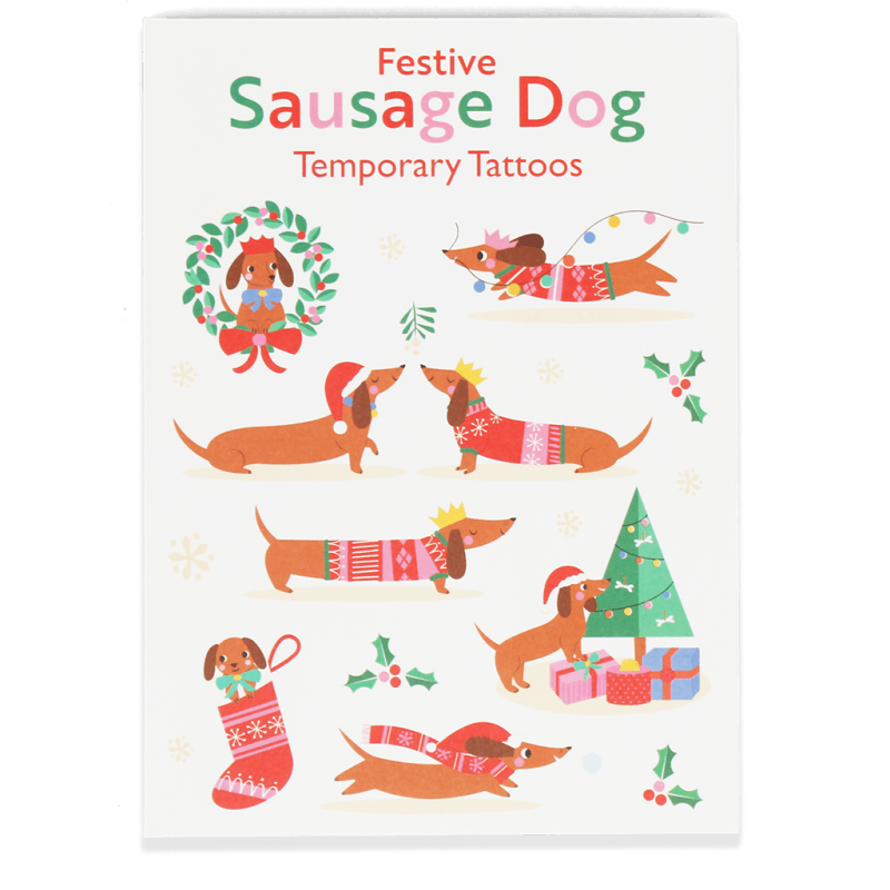 Rex london : kinder tattoo - sausage dog kerst
