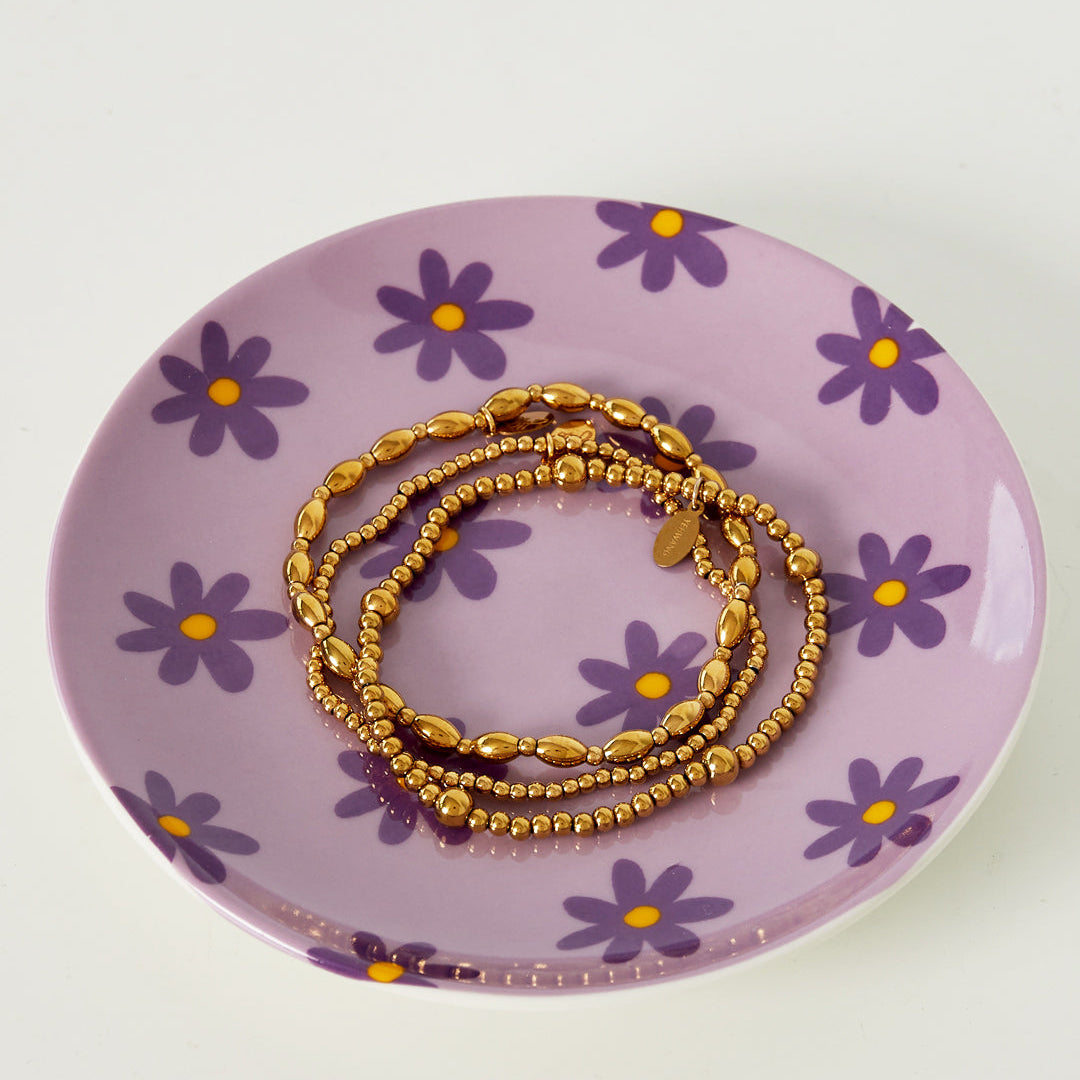 Juwelenschaaltje - lila met bloemtjes