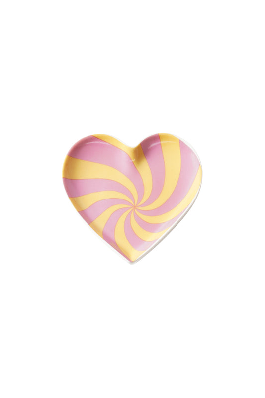 Juwelenschaaltje : hart - geel/roze